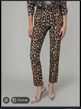 Reformation Leopard Print Straight-Leg Jeans - Brown & Black